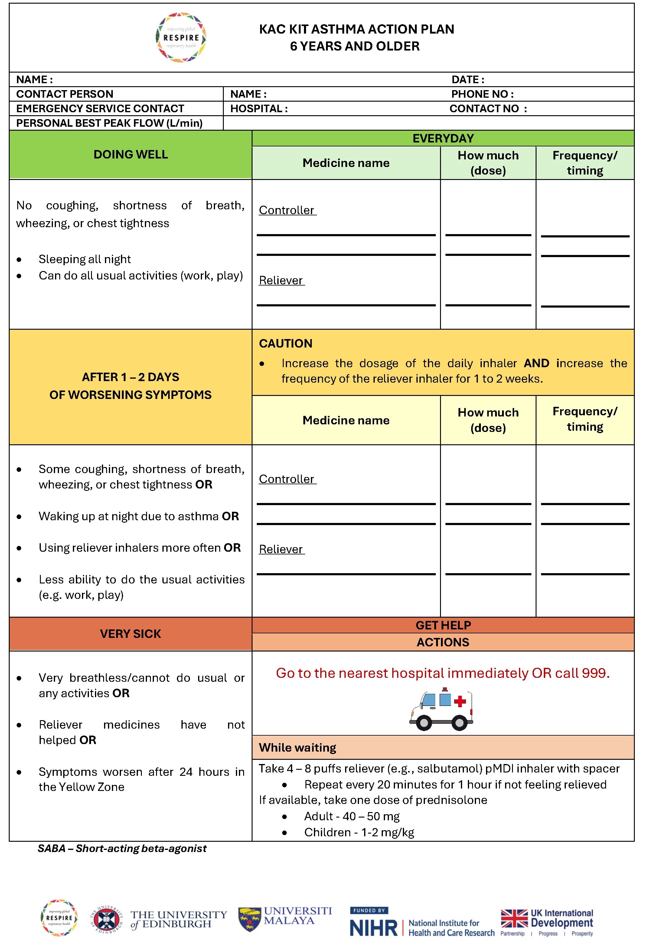 Asthma Action Plan Page 1